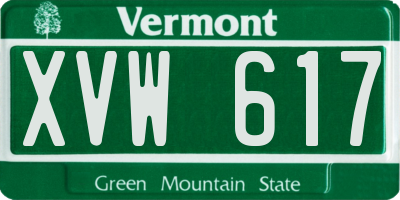 VT license plate XVW617