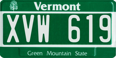 VT license plate XVW619