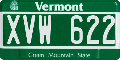 VT license plate XVW622