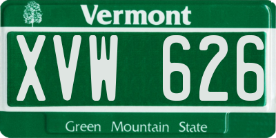 VT license plate XVW626