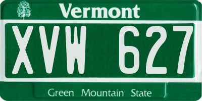 VT license plate XVW627