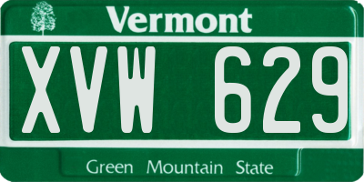 VT license plate XVW629