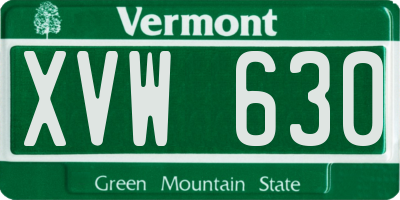 VT license plate XVW630