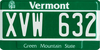 VT license plate XVW632