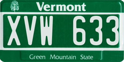 VT license plate XVW633