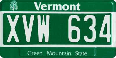 VT license plate XVW634