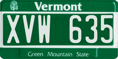VT license plate XVW635