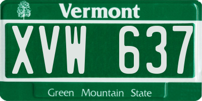 VT license plate XVW637