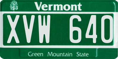 VT license plate XVW640