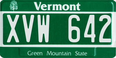 VT license plate XVW642