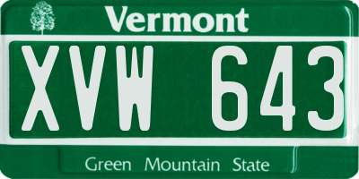 VT license plate XVW643