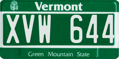 VT license plate XVW644