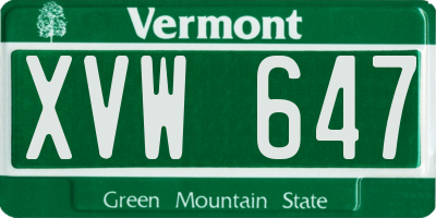 VT license plate XVW647