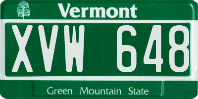 VT license plate XVW648