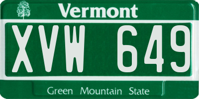 VT license plate XVW649