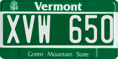 VT license plate XVW650