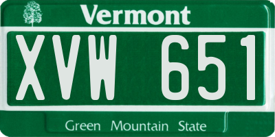 VT license plate XVW651