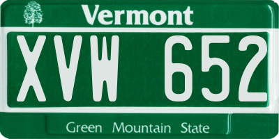 VT license plate XVW652