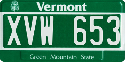 VT license plate XVW653