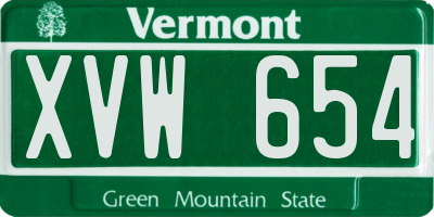 VT license plate XVW654