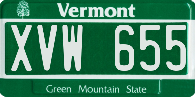 VT license plate XVW655