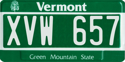 VT license plate XVW657