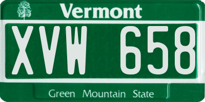 VT license plate XVW658