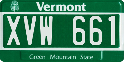 VT license plate XVW661