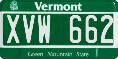 VT license plate XVW662