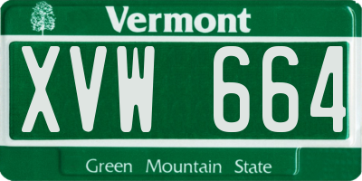 VT license plate XVW664