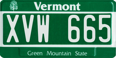 VT license plate XVW665