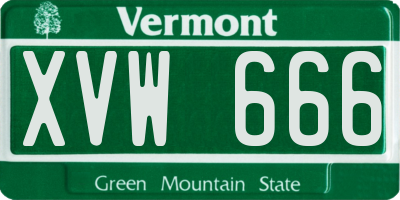 VT license plate XVW666