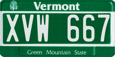 VT license plate XVW667