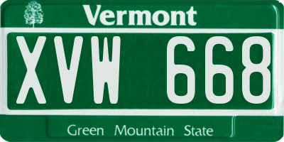 VT license plate XVW668