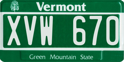 VT license plate XVW670