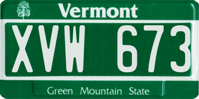 VT license plate XVW673