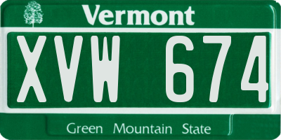 VT license plate XVW674