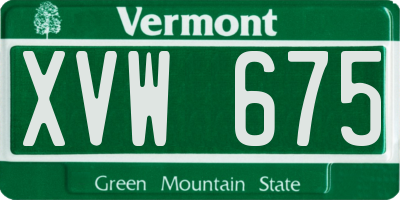 VT license plate XVW675