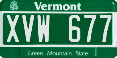 VT license plate XVW677