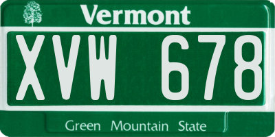 VT license plate XVW678