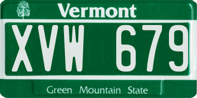 VT license plate XVW679