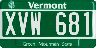 VT license plate XVW681