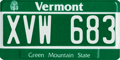 VT license plate XVW683