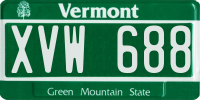 VT license plate XVW688