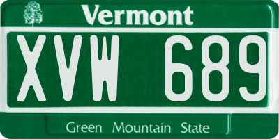 VT license plate XVW689