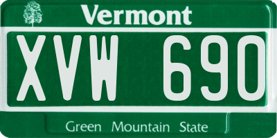 VT license plate XVW690