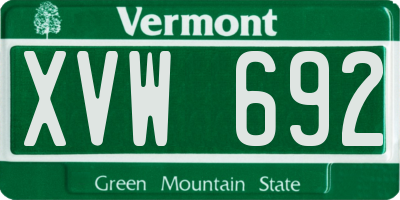 VT license plate XVW692