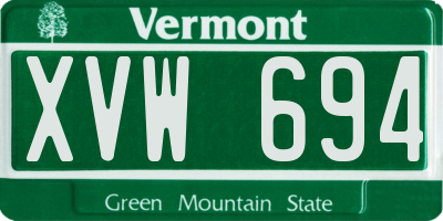 VT license plate XVW694