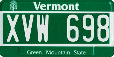 VT license plate XVW698