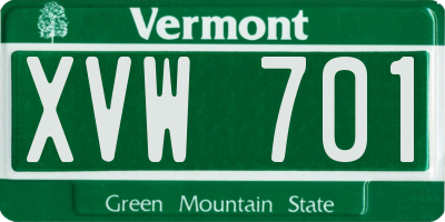 VT license plate XVW701
